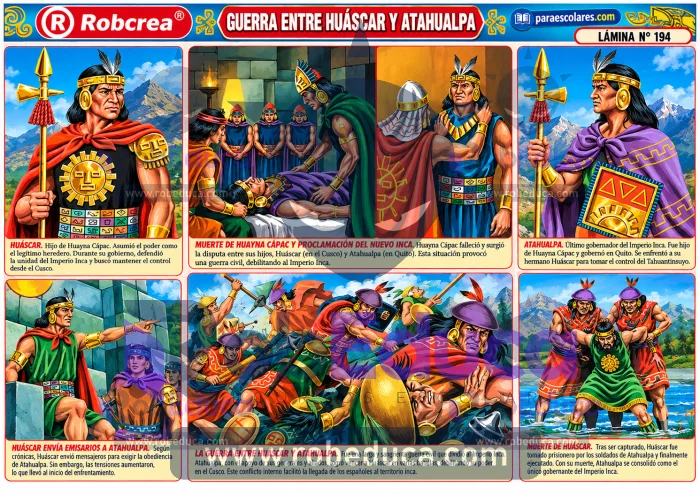 Lamina Guerra entre Huascar y Atahualpa